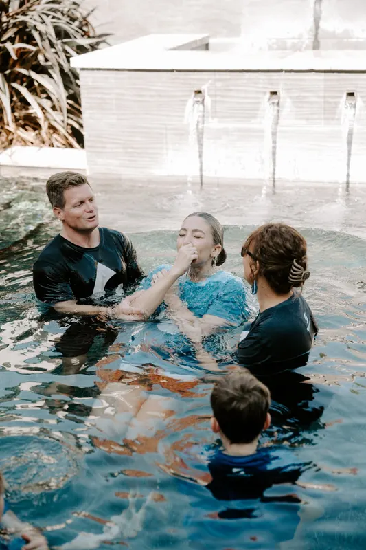 Joy after ocean baptism