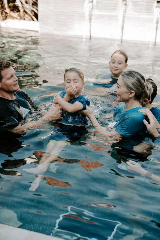 Daughter being baptized at Seacoast Church